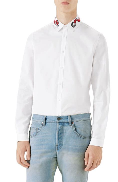 gucci embroidered collar shirt|Gucci shirt with snake.